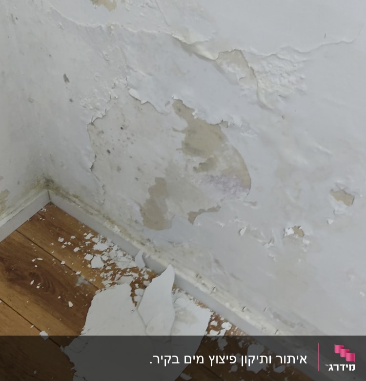 קיר עם טיח מתקלף ונזקי רטיבות